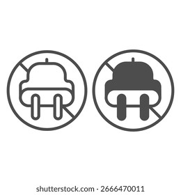 No hay símbolo con la línea de enchufe eléctrica y el icono sólido, concepto de prohibición, no utilice el letrero de la electricidad en el fondo blanco, icono del estilo del contorno para el móvil y el Diseño web. Gráficos de Vector