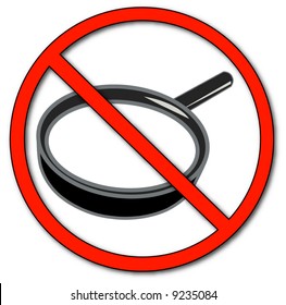 no symbol with magnifying glass - no peeking - vector