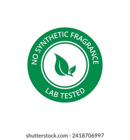 No synthetic fragrance label sticker, green circle with white text, and green leaf icon, no artificial fragrance