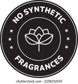 No Synthetic Fragrances black and white rounded vector icon illustration.