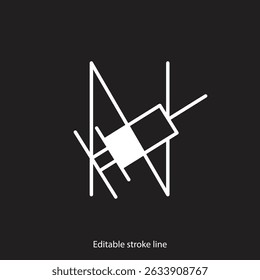 No syringe, hormones, antibiotic, drugs icon. No injection symbol. Vector stock illustration isolated on black background for design template medical, pharmacy, hospital. Editable stroke line