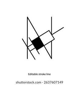No syringe, hormones, antibiotic, drugs icon. No injection symbol. Vector stock illustration isolated on white background for design template medical, pharmacy, hospital. Editable stroke line