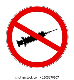 no syringe icon prohibition and forbidden injection sign vector illustration