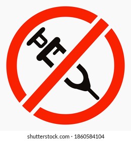 No syringe icon. Stop drugs. Ban on injections. The danger of drugs. Needle restriction. Vector icon.