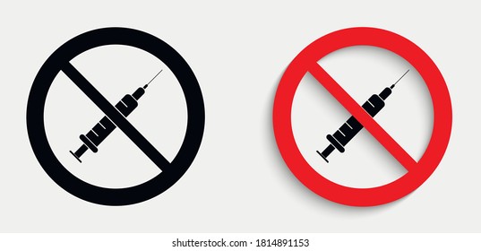 No syringe sign circle prohibiting sing  