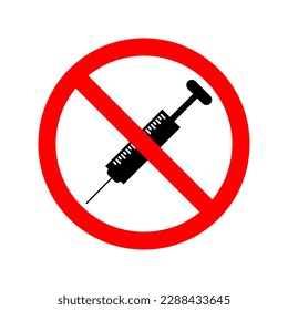 No syringe sign on white background. Stop Drugs icons set. Vector stock illustration on white background..eps