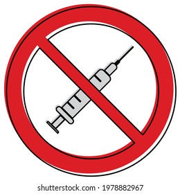 No syringe sign The red circle prohibiting sing 