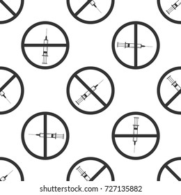 No syringe sign . No vaccine icon seamless pattern on white background. Flat design. Vector Illustration