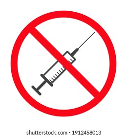 no syringe sign vector icon on white background