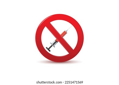 no syringe sign vector icon on white background