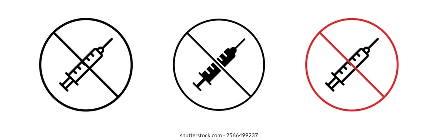 No syringe signs flat and linear vector illustration on white background.