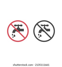 No hay icono del vector negro de agua de pestaña. No bebas, no tienes señal de agua potable.