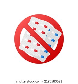 No tablet. No medical pills. Sign forbidden. Vector stock illustration.