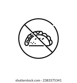 No taco allowed line icon sign symbol isolated on white background. No food sign symbol