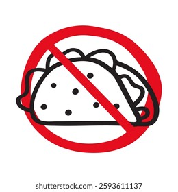No taco. Outline icon of Taco. Vector hand drawn illustration.