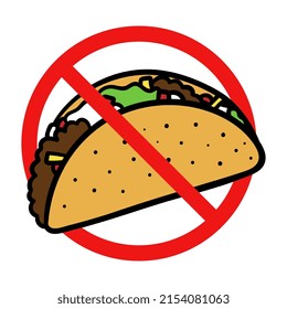 No Taco Sign on White Background