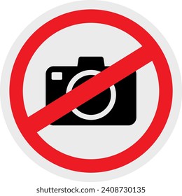 No take photo sign, No use camera sign with black camera symbol and red no sign or symbol