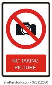 No taking picture sign, prohibition sign