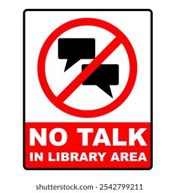Sem falar seja adesivo de sinal silencioso ou cartaz .Observe a regulação de sinal na ilustração vetorial da área da biblioteca editável e imprimível