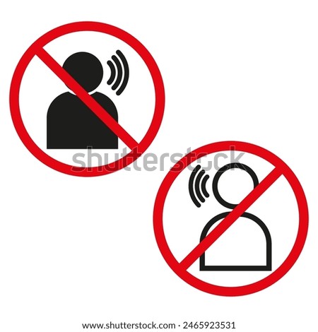 No talking allowed sign. Silent zone Vector icons. Speech prohibition symbols.