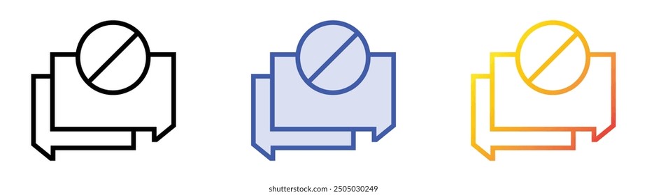no talking icon. Linear, Blue Fill and Gradient Style Design Isolated On White Background