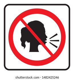 No Talking Icon.Do not talk sign drawing by Illustration