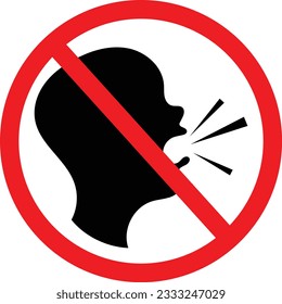 No Talking, Shouting or Making Noise Restriction Icon Sign