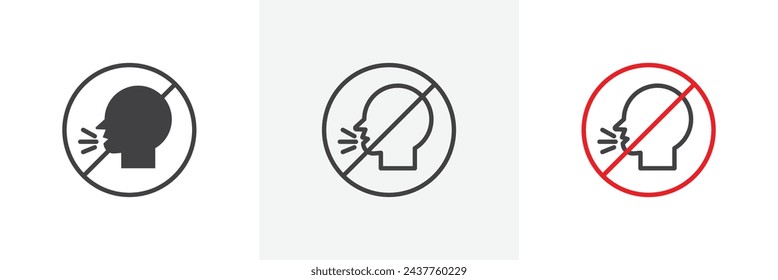 No Talking Sign Isolated Line Icon Style Design. Simple Vector Illustration