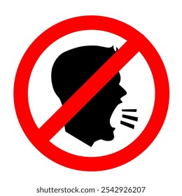 A no talking sign, often used in libraries, hospitals, or other quiet places.