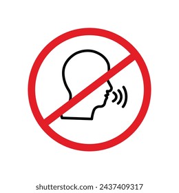 No Talking Sign Vector Line Icon illustration.