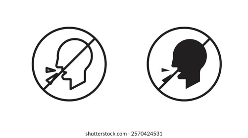 No talking sign vectors set in black. line and flat versions