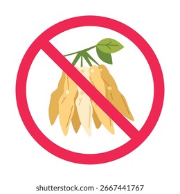 Sem fruta de tamarindo sinal permitido, sinal de tamarindo proibido, não comer símbolo de tamarindo, ilustração vetor plana
