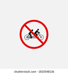 No Tandem Bike Isolated On Background. Prohibition Keyboard Symbol Modern, Simple, Vector, Icon For Website Design, Mobile App, Ui. Vector Illustration