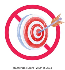 Sin signo de destino, signo de destino prohibido, no utilizar el símbolo de destino, Ilustración vectorial