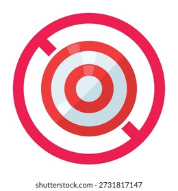 No target sign, forbidden sign with target icon, no target needed, target not required, vector illustration
