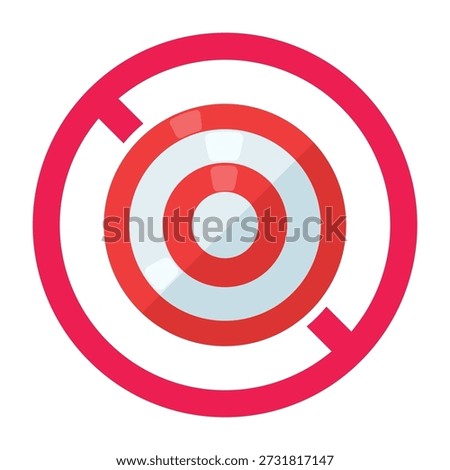 No target sign, forbidden sign with target icon, no target needed, target not required, vector illustration
