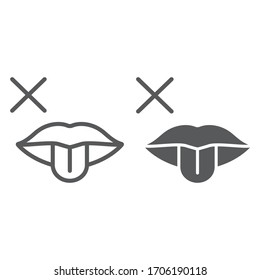 No taste symptom line and glyph icon, infection and covid-19, coronavirus symptom sign, vector graphics, a linear icon on a white background, eps 10