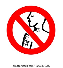 No tattoos. Round forbidding sign. People with tattoos are not allowed to enter. Sticker, poster, signboard. Vector illustration