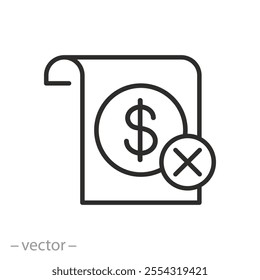 no tax form, tax cancellation icon, exempt, thin line vector illustration eps10