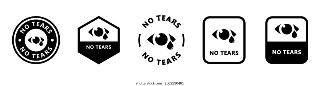 No Tears - vector signs for kids shampoo label.