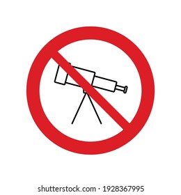 no telescope  icon vector. Prohibited telescope 
