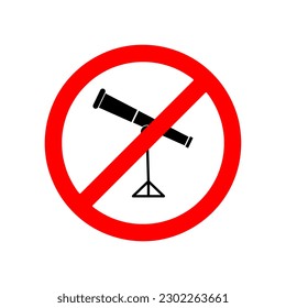 no telescope icon vector. Prohibited telescope sign on white background..eps