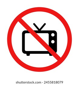 No Television Sign on White Background