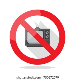No television sign. Prohibited sign vector illustration