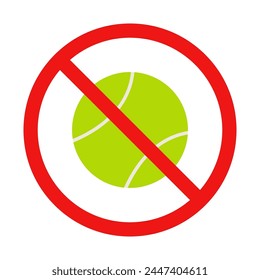 No Tennis Ball Sign on White Background