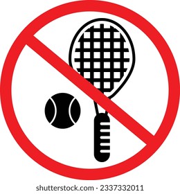 No Tennis Racket and Ball Prohibition Sport Icon