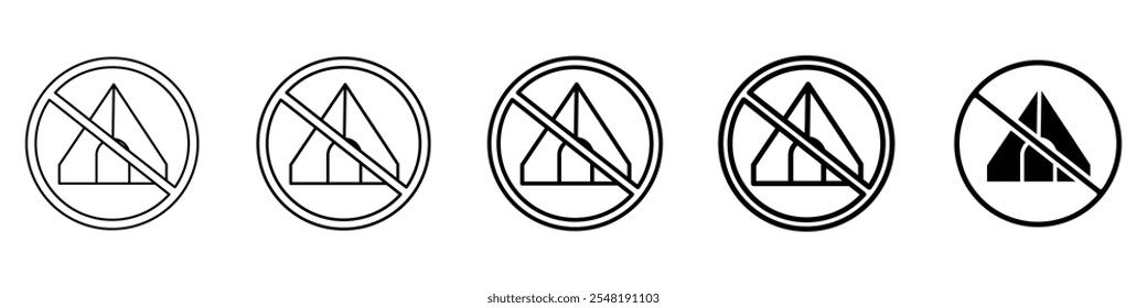 no tent icon Simple thin line logo set