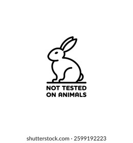 No tested on animals flat vector icon. Hare, rabbit vector icon