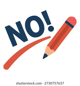 nenhum texto com lápis rejeitado argumento cor plana vetor ilustração modelo design