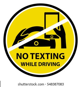 No Texting While Driving Concept Sign , Isolated on White Background Vector Illustration